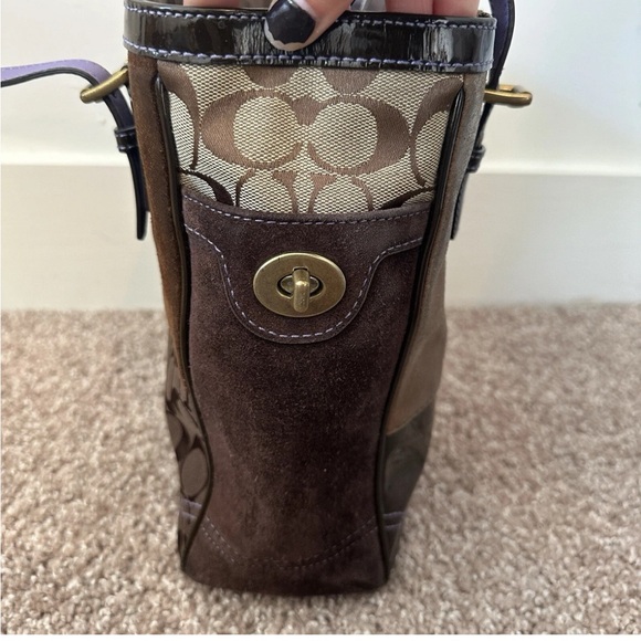 Coach 2005 Signature Patchwork Suede, Leather Canvas Satchel VINTAGE - Picture 3 of 16